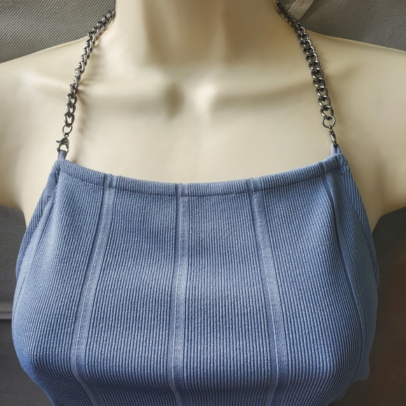 ๐3 for $25๐ Dare to Bare Powder Blue Body suit with Chain Halter Straps - Picture 5 of 12